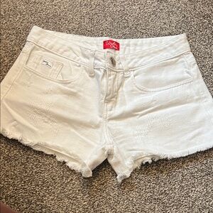 White Distressed Denim Shorts
